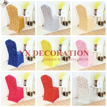 

Cheap Price Satin Rosette Lycra Spandex Chair Cover For Wedding Event Decoration