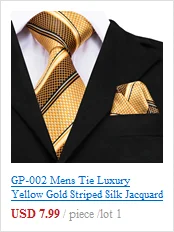 Hi-Tie Men Solid Yellow Ascot Gold Cravat Silk Scarf Ties Pocket Square Cufflinks Set Designer for Party Wedding Tie AS-1006
