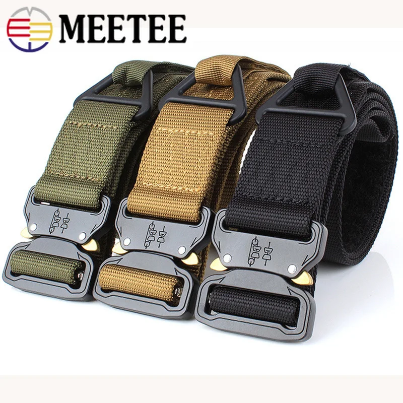 Meetee 1pcs 45mm*125cm Men's Tactical Belt Outdoor Nylon Buckle CS Training Pants DIY Sports Leisure Decoration Materials | Дом и сад