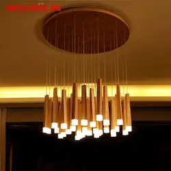 2017 новая современная натуральная древесина подвесные светильники 110 V 220 V светодиодный подвесной светильник для гостиная столовая