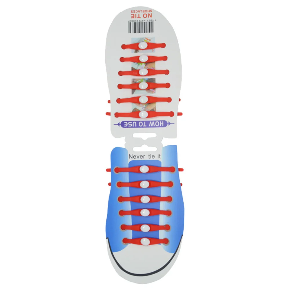 12 шт. эластичные силиконовые шнурки для обуви, спортивные шнурки для бега, шнурки для обуви для детей и взрослых, шнурки для кроссовок - Цвет: Красный