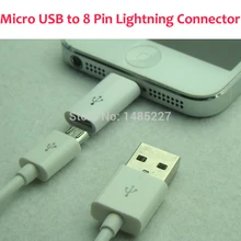 1PC Retail Android Adapter head Micro USB to Lighting 8 Pin Connector Adapter Converter USB Data Sync Charging Cable For ios9