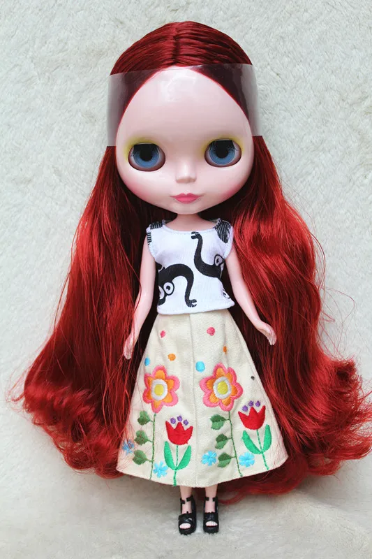 Кукла blygirl blyth винно-красные волосы № 8305 обычное тело 7 суставов DIY кукла для их макияжа