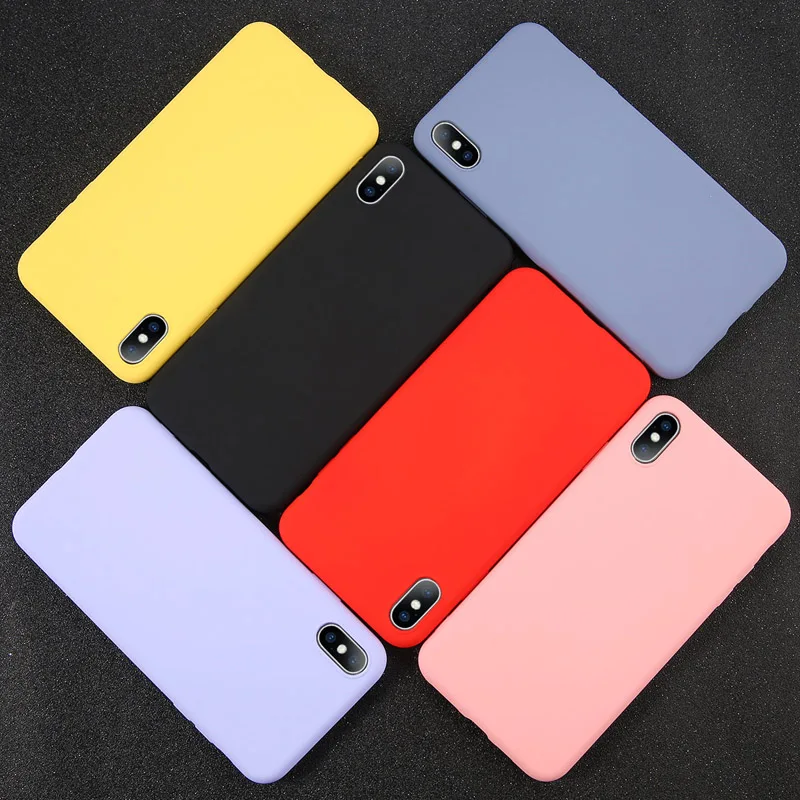 USLION Silicone Solid Color Case for iPhone XS 11 Pro MAX XR X XS Max Candy Phone Cases for iPhone 11 7 6 6S 8 Plus Soft Cover