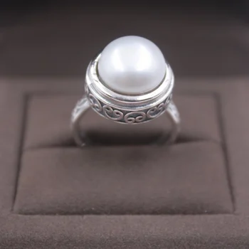 

Pure S925 Silver &Natural Mother of Pearl Ring Women's Fashion Carved New US 5-9 Elegant Fashion New Ring