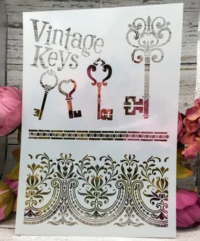 

Vintage Keys A4 Craft Layering Stencils Walls Painting Scrapbooking Stamping Embossing Album Decorative Paper Card Template