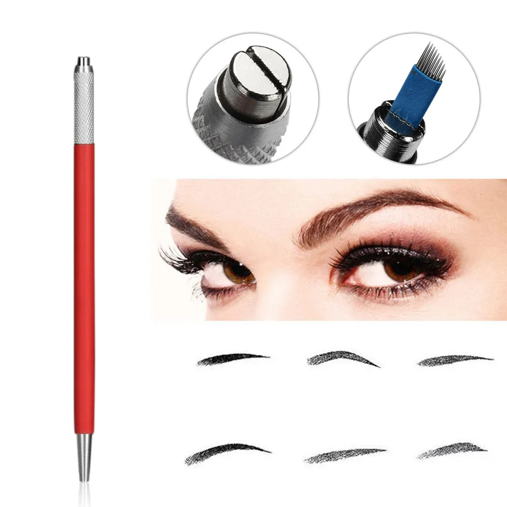 

Caneta Microblading Thin Red Single Head Manual Pen Random Head Delivery Eyebrow Embroidery Pen Semi-Permanent Makeup Machine