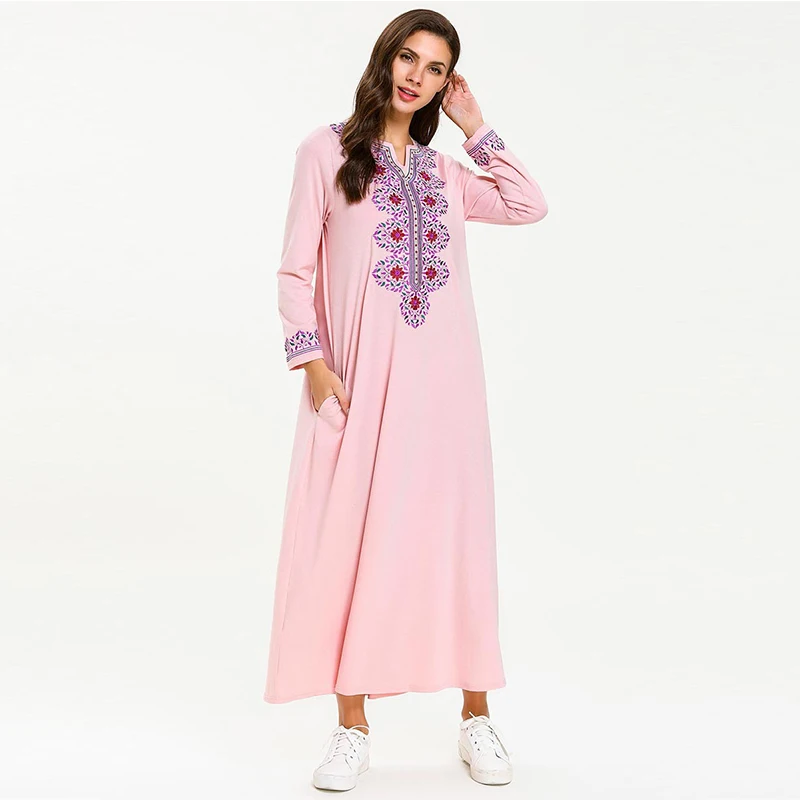 Женское мусульманское платье с цветочной вышивкой Abaya элегантное Кафтан в Дубае