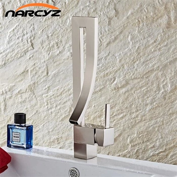 

Kitchen Faucet Deck Mount Nickel Curved Spout Creative Design Bathroom Mixers with Hot Cold Water LavDeck Mount Faucet XT-189