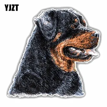 

YJZT 14CMx14CM Rottweiler Dog Head PVC Car Sticker C1-9036