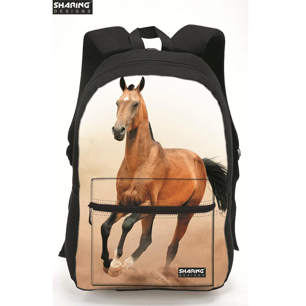 Cute 3D Animal Children font b backpack b font Horse Printing Laptop Shoulder Bag font b