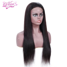 Queen Любовь волос Бразильский Кружева Фронтальная парики прямо волна-человеческих волос, парики натуральный Цвет парики