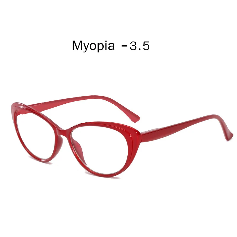 red myopia 3.5 Zilead Ретро кошачьи глаза готовая близорукость очки для женщин прозрачные линзы близорукие очки по рецепту очки Unisex-1.0to-4.0 - Цвет оправы: red myopia 3.5