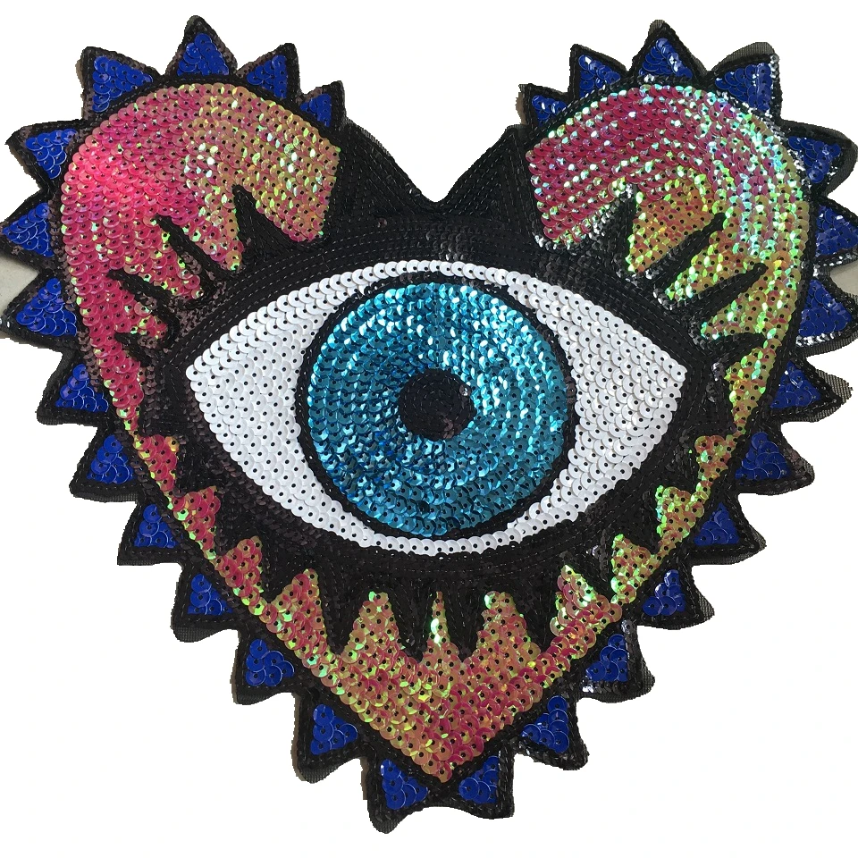33*30cm Heart shaped Eye Patches Eyeball Sequined Patches for Clothes