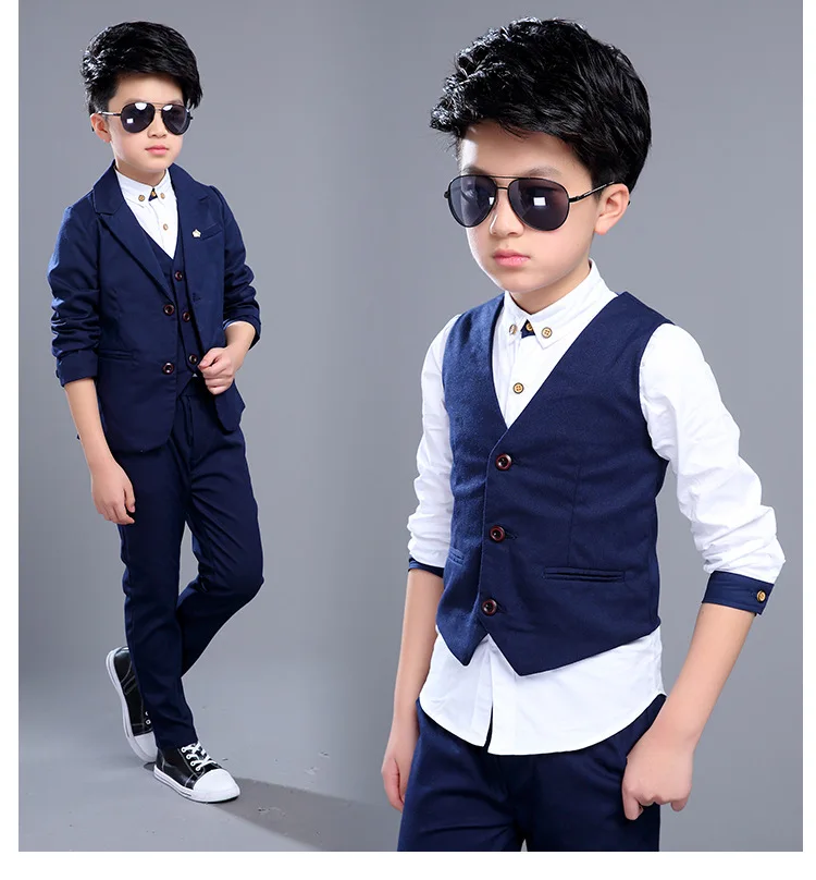 Boy's Suits &amp Blazers boy Clothing set suit blazer boy's suit+pant+vest 3 pcs size 105-155cm costume enfant | Детская одежда
