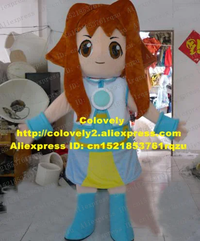 Simplicity Lassock Young Girl Maid Maiden Virgin Mascot Costume Adult Cartoon Character Long Brown Hair Very Elegant ZZ3891 |