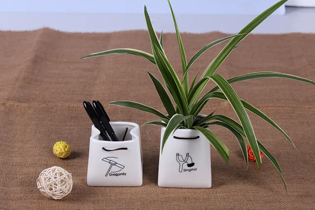 2 styles Ceramic Flowerpot Storage box paper bag Succulent plants pots Decoration Home decor Wholesale pen container