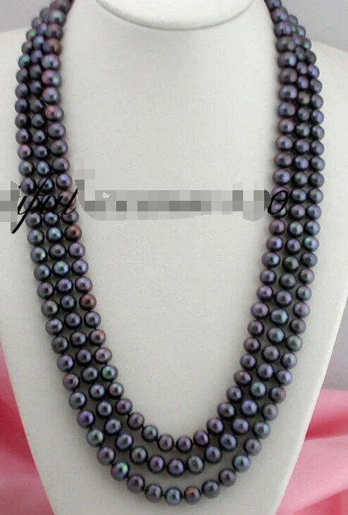 

z1652 100" 10mm round Tahitian black fw pearl necklace