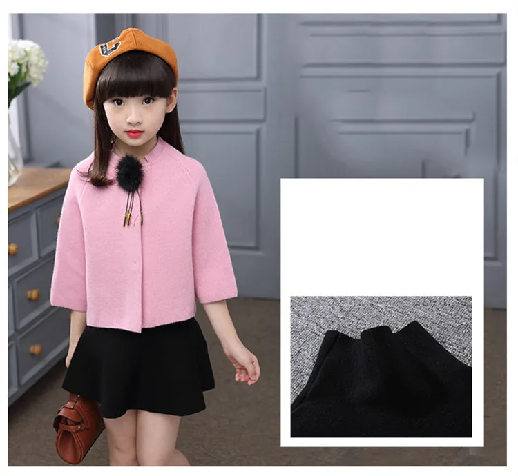 3-12 y children skirts girls mini black pleated skirt for girl spring autumn elastic knitted skirts red teen 10 12 years clothes (7)
