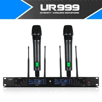 

Professional wireless microphone handheld collar clip head-wearing Dual Channel UHF 4-antenna ultra-long receiving distance