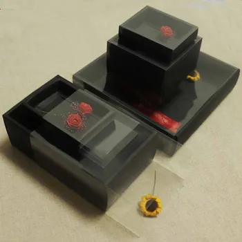 

10pcs/lot 2018 New DIY Clear Drawer Box 5 Sizes For ChooseJewelry Earring Bracelet Ring Gift Boxes Black Bow Case