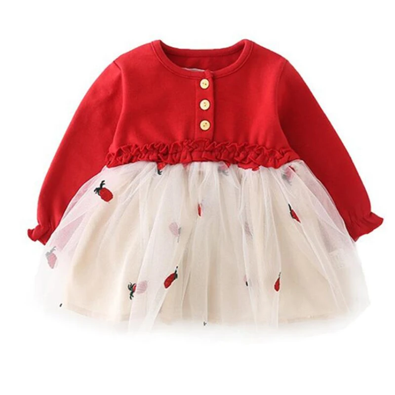 

1-4T Baby Girls Mini Dress Embroidery Cute Ball Gown Princess Dress Long Sleeve Infant Baby Lace Dress Spring Autumn