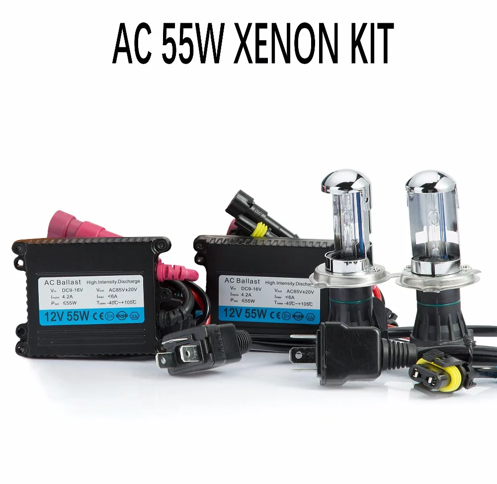 

One set AC 12V 55W H4 bixenon hid kit H4 Bi xenon lamp H4 Hi/lo beam bulb 3000K 4300k 5000k 6000k 8000k car headlight