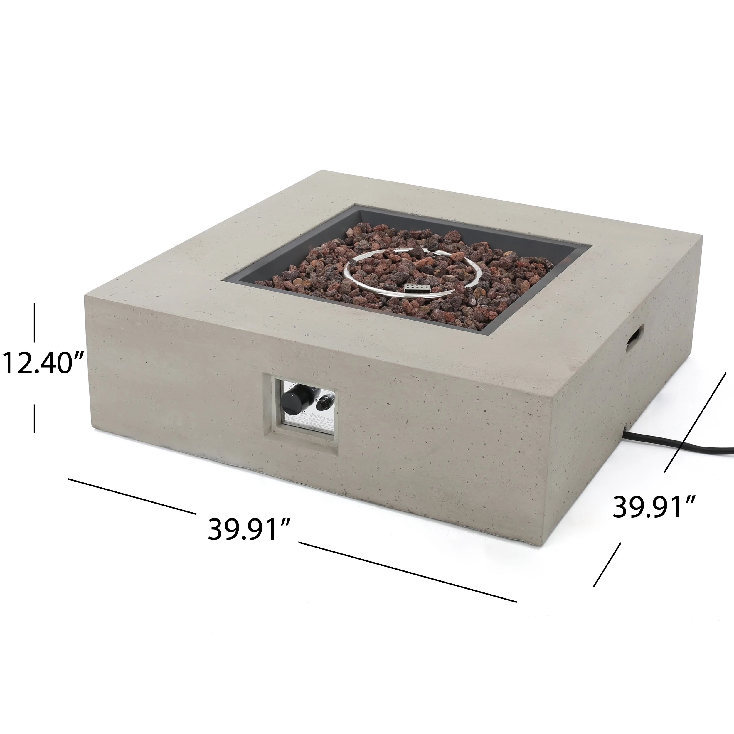 Crested Bay Outdoor 5 Piece White Aluminum Chat Set with Teal Water Resistant Cushions and Square Fire Pit (3)