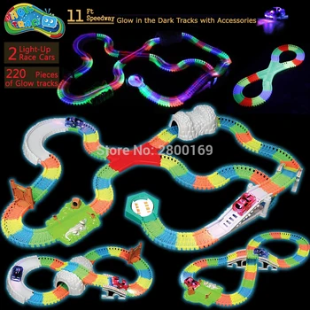 

Magic Track DIY AssemblyTrack Complete Set OVER 220 Pieces of Bend,Flexible Glow in the Dark Tracks with 2 Cars and Accessories