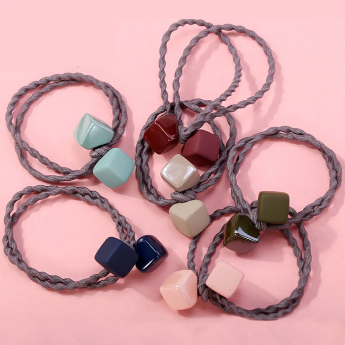 Novelty Hair rope headband female square hair circle student small fresh tie hair band simple