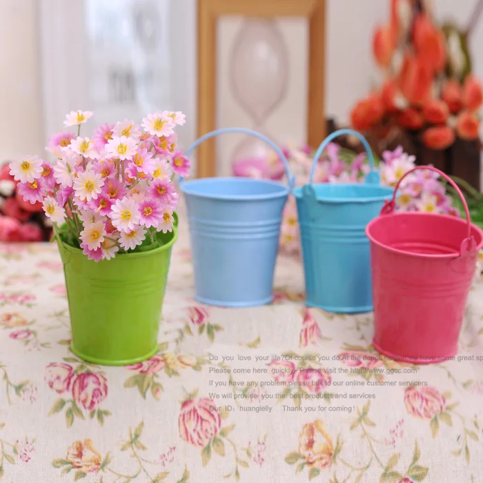 Multi Color Metal Plant Flower Pot Hook Planter Hanging Buckets wall