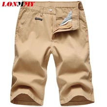 LONMMY повседневные х/Б мужские Шорты однотонные мужские пляжные шорты Прямые пляжные джоггеры длиной до колен хаки армейский зеленый лето