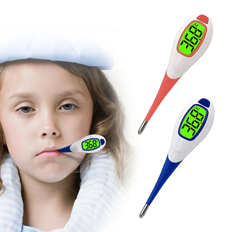 Цифровой термометр для детей и взрослых с функцией оповещения, мягкая оральная головка, красный/синий