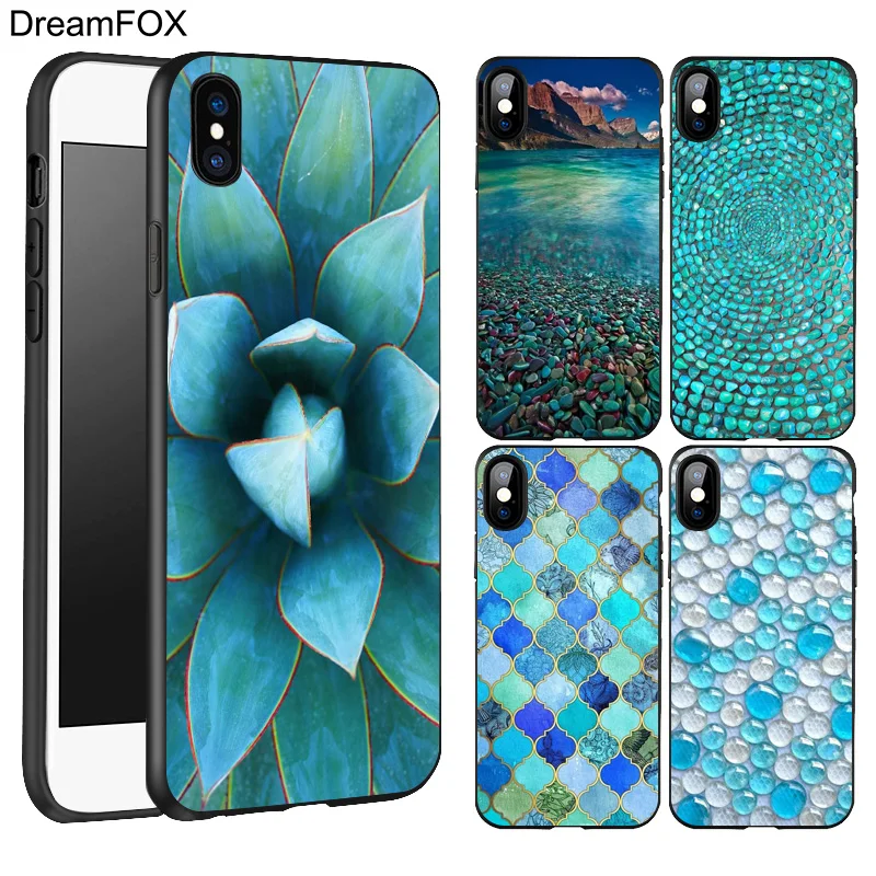 DREAMFOX L271 Бирюзовый Камень Черный Мягкий ТПУ силиконовый чехол для Apple iPhone 11 Pro XR XS Max