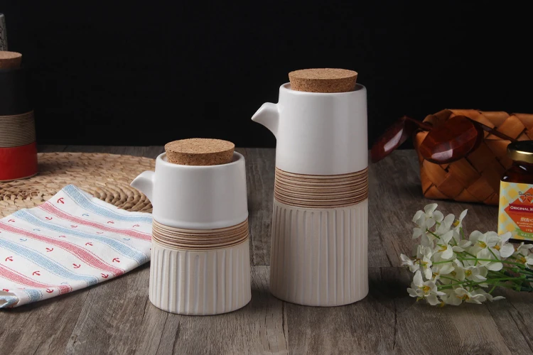 Кухонная приправа керамика соус масло с уксусом баночки для хранения с бамбуковой стойкой японский соевый фарфор бутылка для хранения на вкус