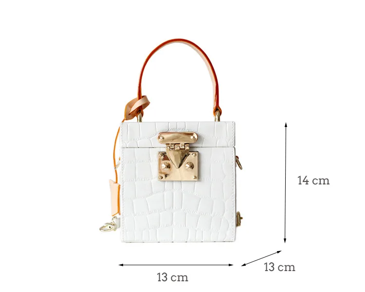 New Mini Hit Color Box Handbag Women Small Square Leather Shoulder Bag Female Candy Color Lock Box Bags