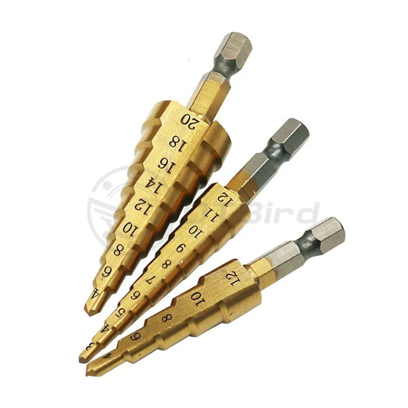  1pcs 3-13mm HSS Titanium Coated Stepped Drill Power Tools Carbide Drill Mini Drill Bit Set 3-12mm 4