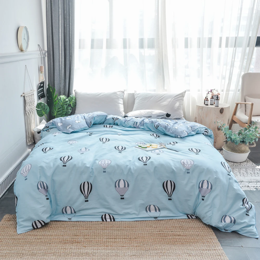 

Cotton Duvet Cover Comforter/Quilt/Blanket Case Light Blue Cartoon Balloon Pattern With Zipper Queen King Double Single Size