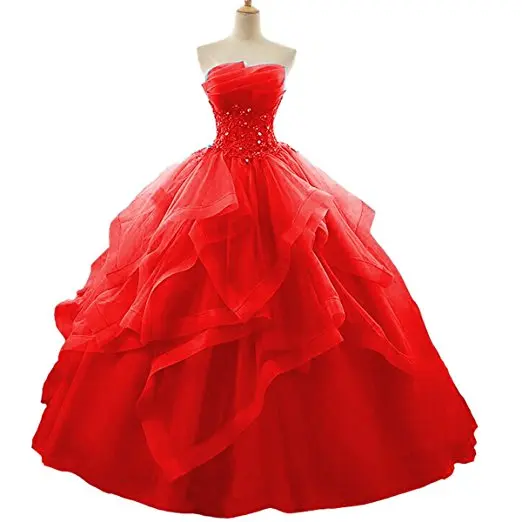 Angelsbridep бальное платье Топ Многоуровневое платье из органзы с кристаллами Vestidos De 15 дебютантное платье богемное платье принцессы - Цвет: Красный
