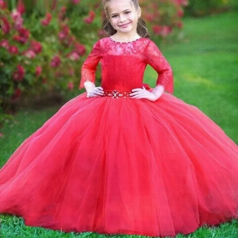 red fluffy dress