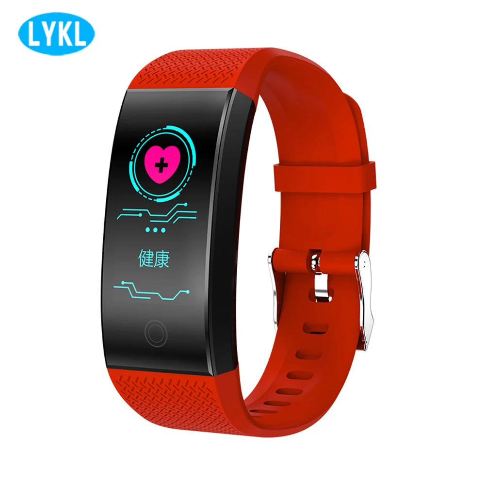 LYKL QW18 умный Браслет монитор сердечного ритма IP68 водонепроницаемый цветной экран фитнес-трекер часы для спорта на открытом воздухе браслет - Цвет: Red