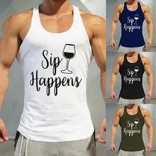 Мужчины Фитнес мышцы печати без рукавов бодибилдинг плотно сушки жилет Топы Блузки