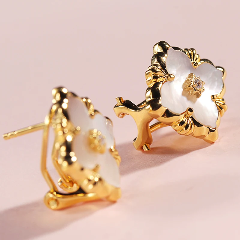  925 argent Zircon oreille goujon bijoux femmes cour européenne style vintage