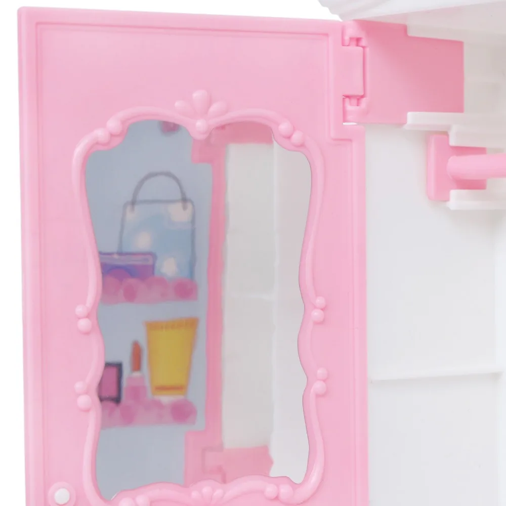 1 шт. пластиковый шкаф мини белый и розовый гостиная спальня кукольного домика мебель аксессуары для одежды шкаф для куклы Барби игрушка