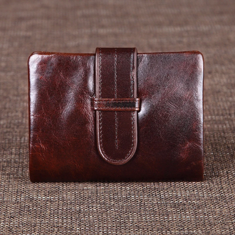 

Oil Wax Genuine Leather Men Clutch Wallet High Quality Cowhide Money Cash Pouch Retro Multi-Cards Holder Short Purse Handy Bag