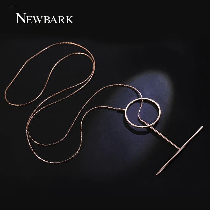 

NEWBARK Fashion Long Chain Copper Necklace for Women Simple Necklace Circle with Letter T Pendant Trendy Necklace Jewelry Gift