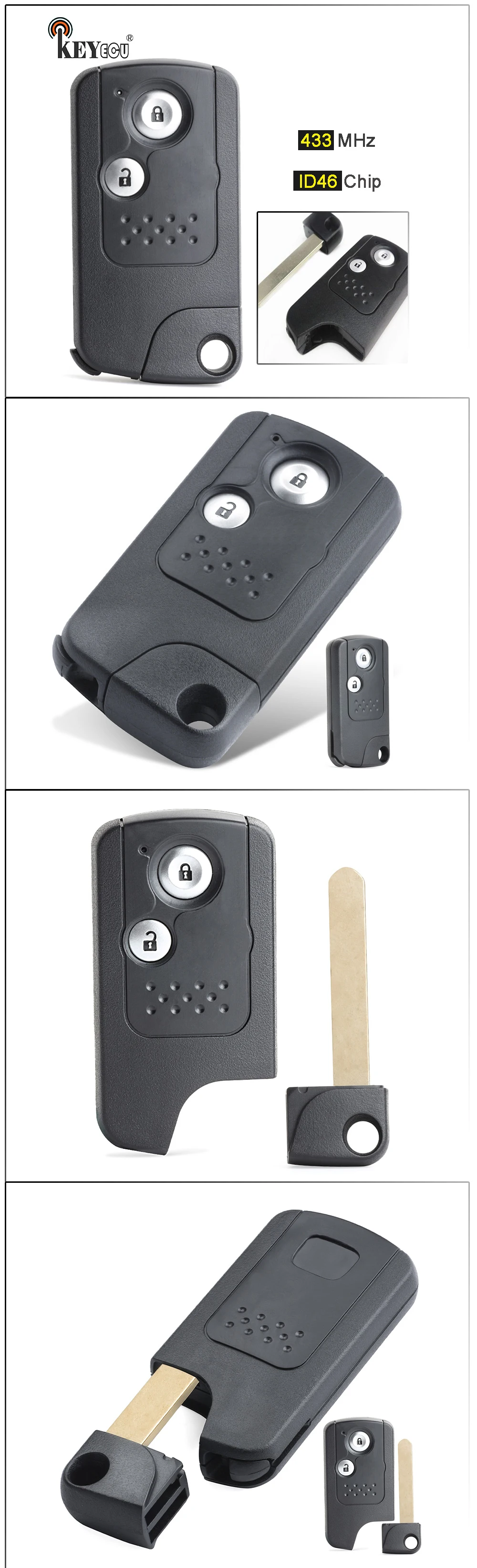 Portachiavi a distanza astuto dell'automobile del bottone della sostituzione 2 del Chip di Keyforkess 433MHz ID46 per Honda CRV CR-V 2013 2014 2015 2016 -