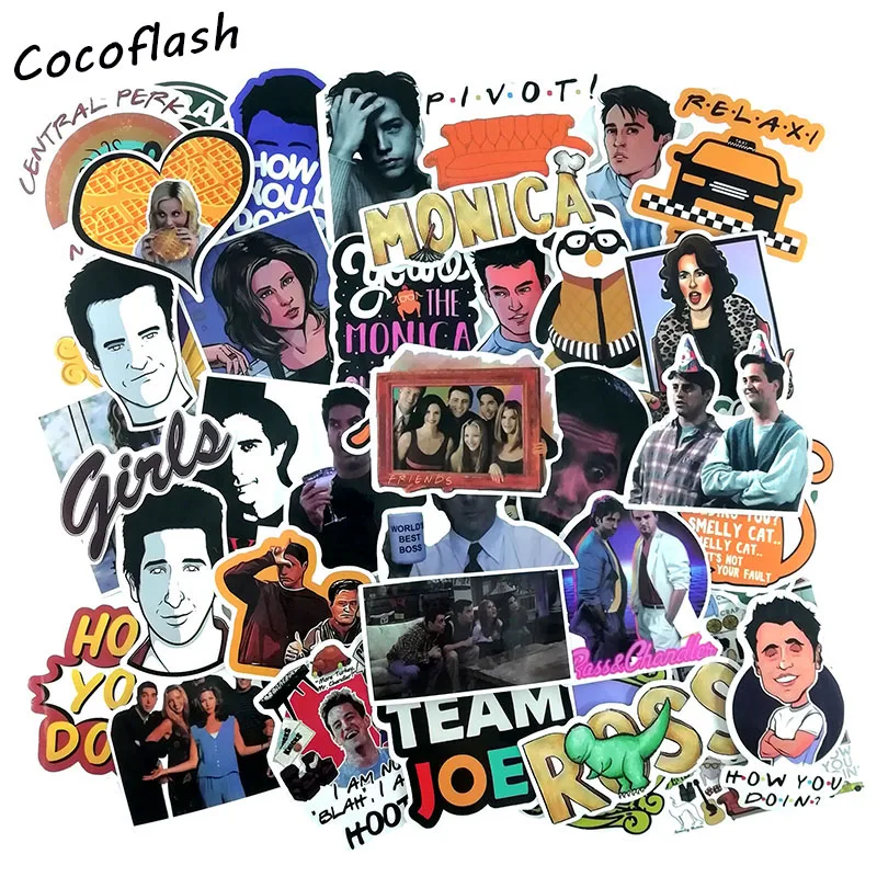 66pcs/Set Friends TV Show Fans Personality Stickers For Luggage Laptop Skateboard Bicycle Motorcycle PVC Waterproof Sticker