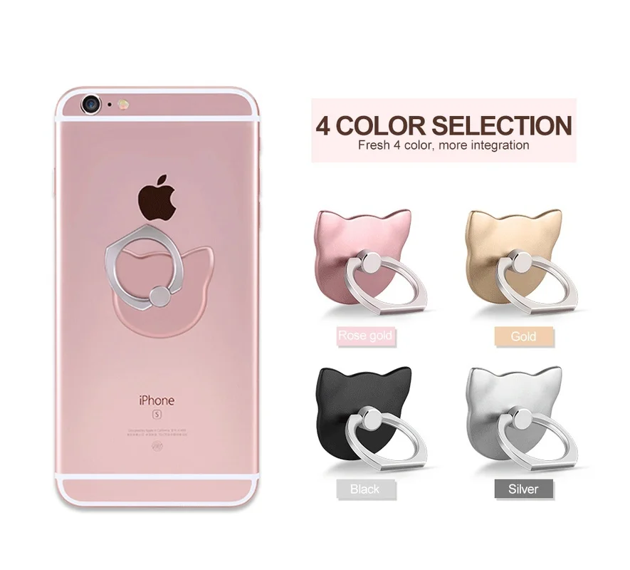 360 Degree Cat Ear Mobile Phone Finger Ring Holder Stand Mount Charging Support Universal Bracket for iPhone Xiaomi iPad Samsung