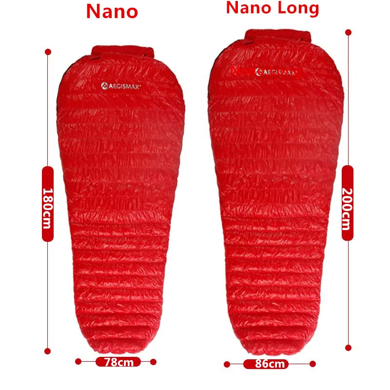 Acampamento ao ar Ganso para Baixo Bolsa de Dormir Aegismax Livre Ultraleve Múmia 800fp Primavera Outono Inverno Tenda Leve 95% 16 Sacos de dormir